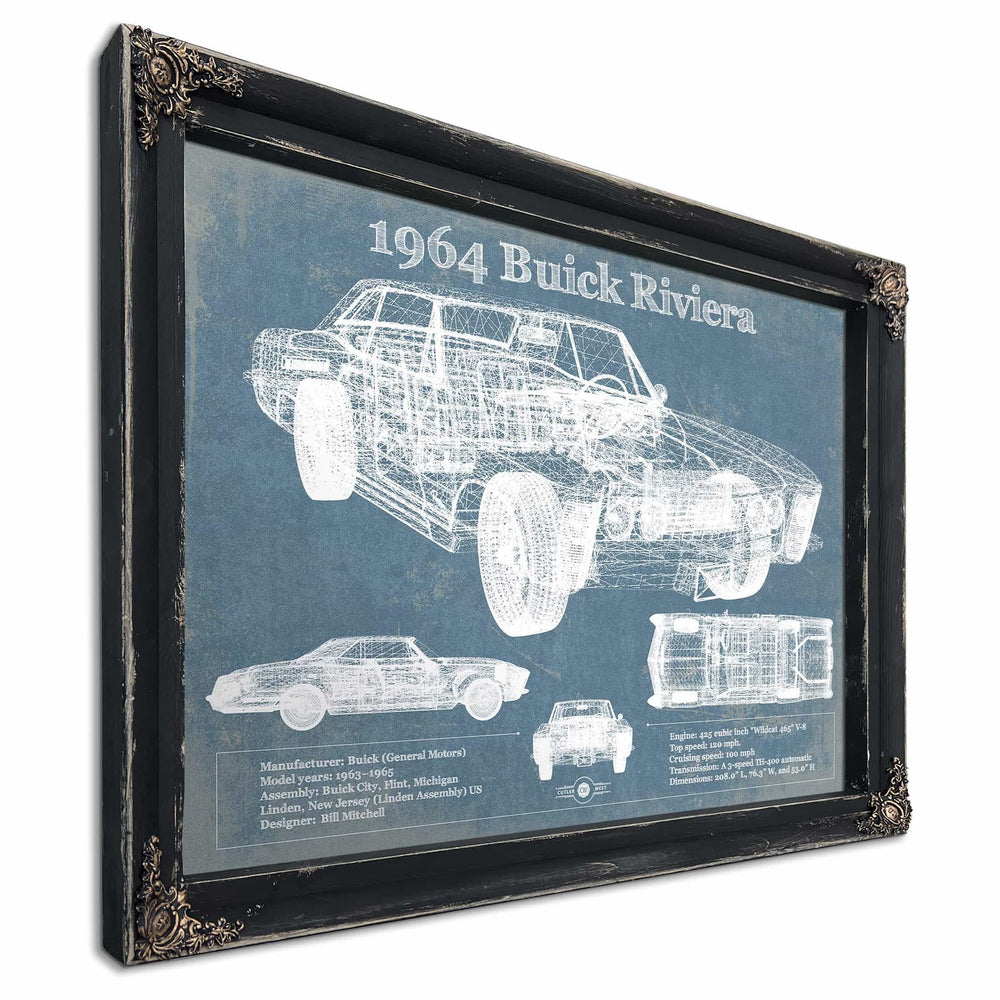 1964 Buick Riviera Vintage Blueprint Auto Print