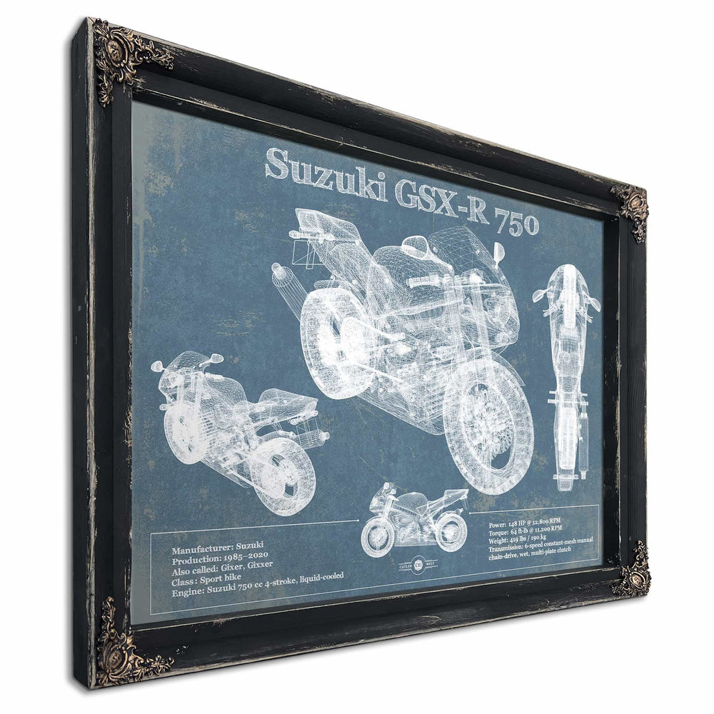 Suzuki GSX R750 Blueprint Motorcycle Patent Print