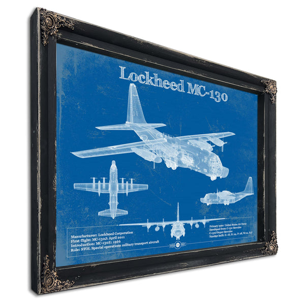 Lockheed MC-130 Vintage Aviation Blueprint Military Print