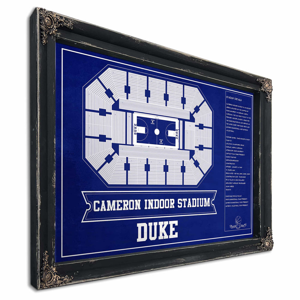 Duke Blue Devils - Cameron Indoor Stadium Seating Chart Team Color - College Basketball Blueprint Art