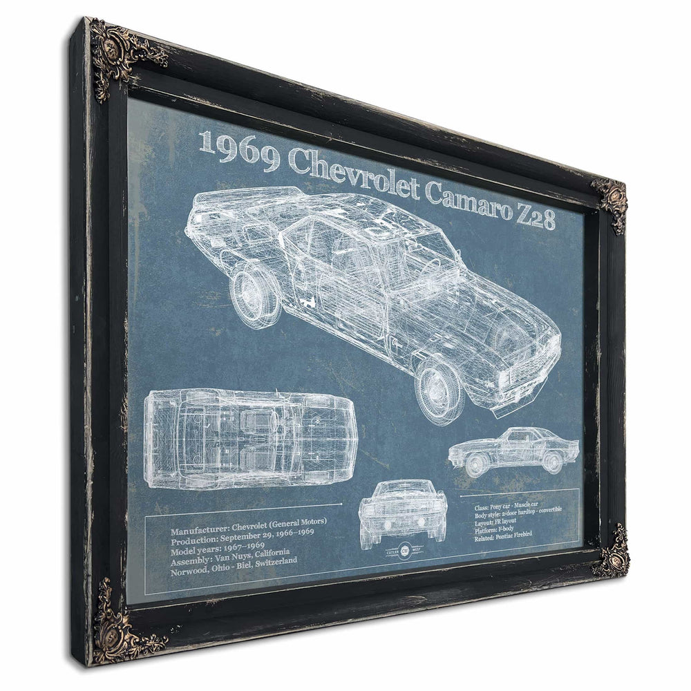 1969 Chevrolet Camaro Z28 Blueprint Vintage Auto Patent Print