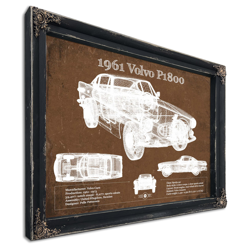1961 Volvo P1800 Vintage Blueprint Auto Print