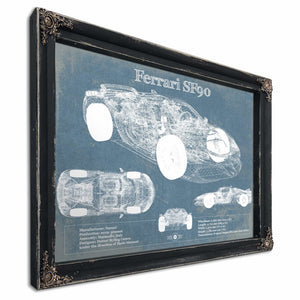 Ferrari SF90 Stradale Vintage Blueprint Auto Print