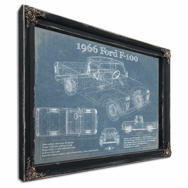 1966 Ford F-100 Vintage Blueprint Auto Print