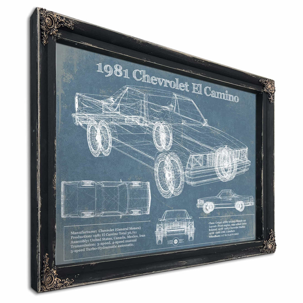 1981 Chevrolet El Camino Vintage Blueprint Auto Print