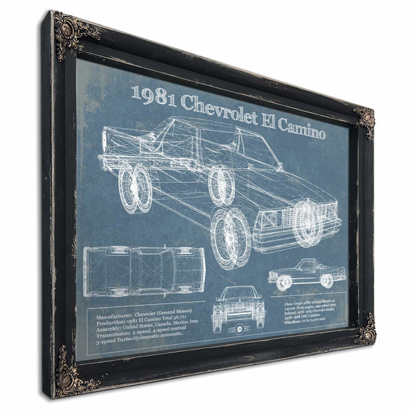 1981 Chevrolet El Camino Vintage Blueprint Auto Print