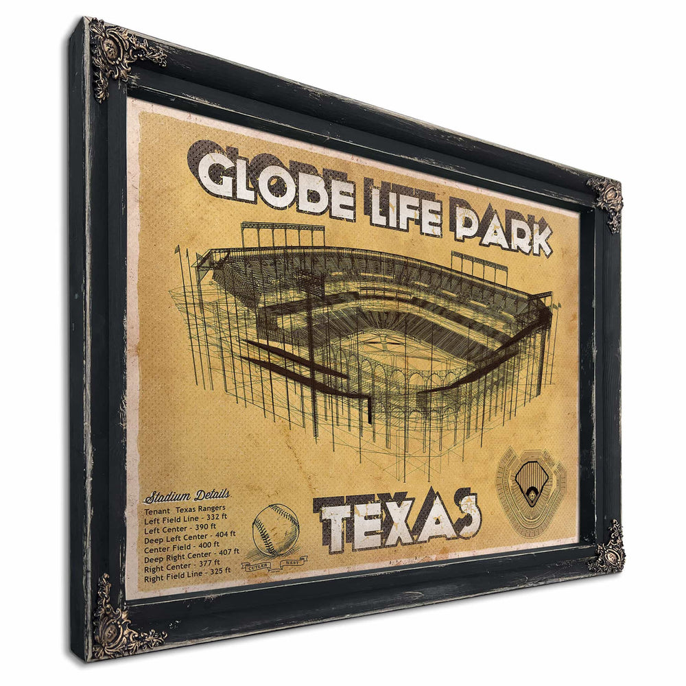 Texas Rangers - Globe Life Park Vintage Stadium Baseball Print