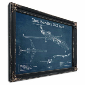 Bombardier CRJ-900 Vintage Aviation Blueprint Print - Custom Pilot Name can be Added