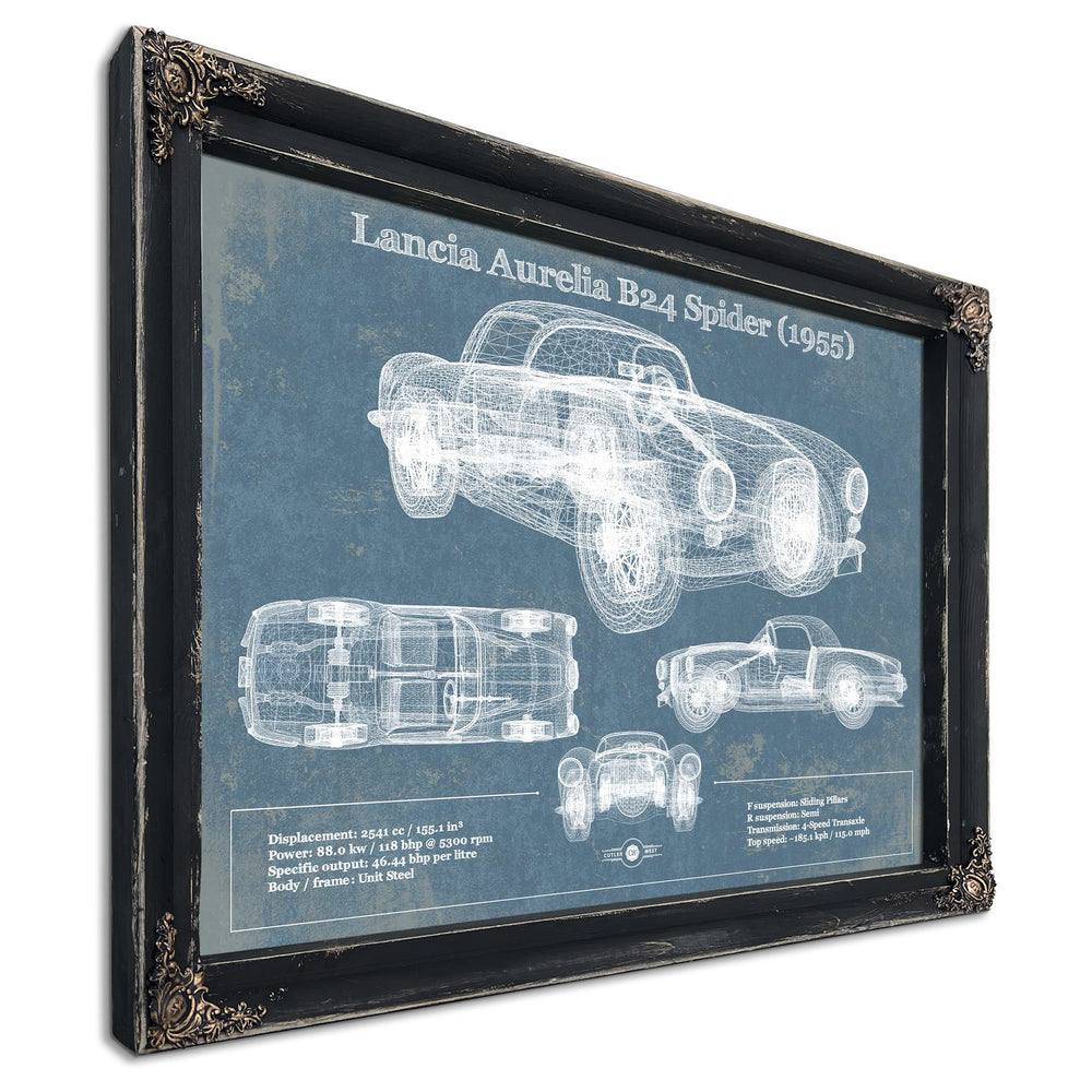 Lancia Aurelia B24 Spider (1955) Blueprint Vintage Auto Print