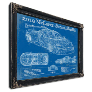 2019 Mclaren Senna Merlin Vintage Blueprint Auto Print