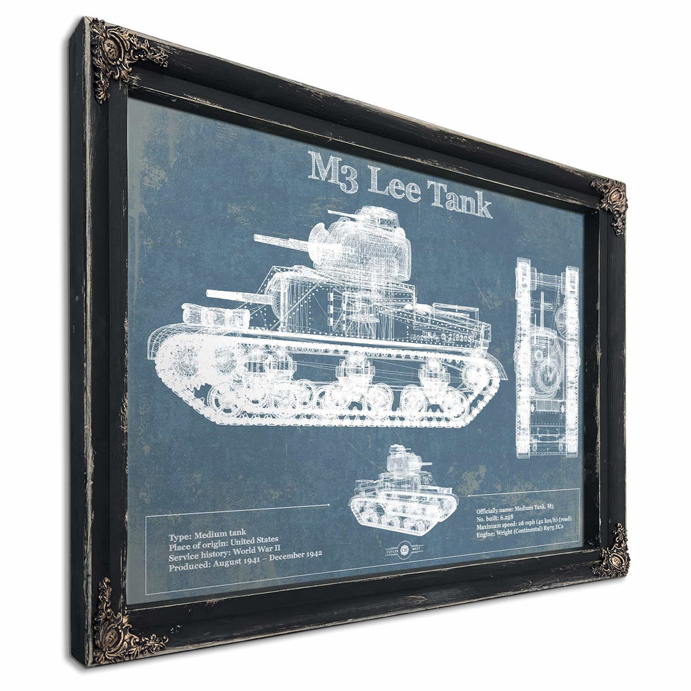 Medium Tank, M3 Lee Vintage Blueprint Print