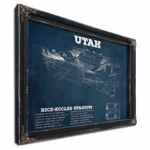 Utah Utes Wall Art - Vintage Rice–Eccles StadiumBlueprint Art Print