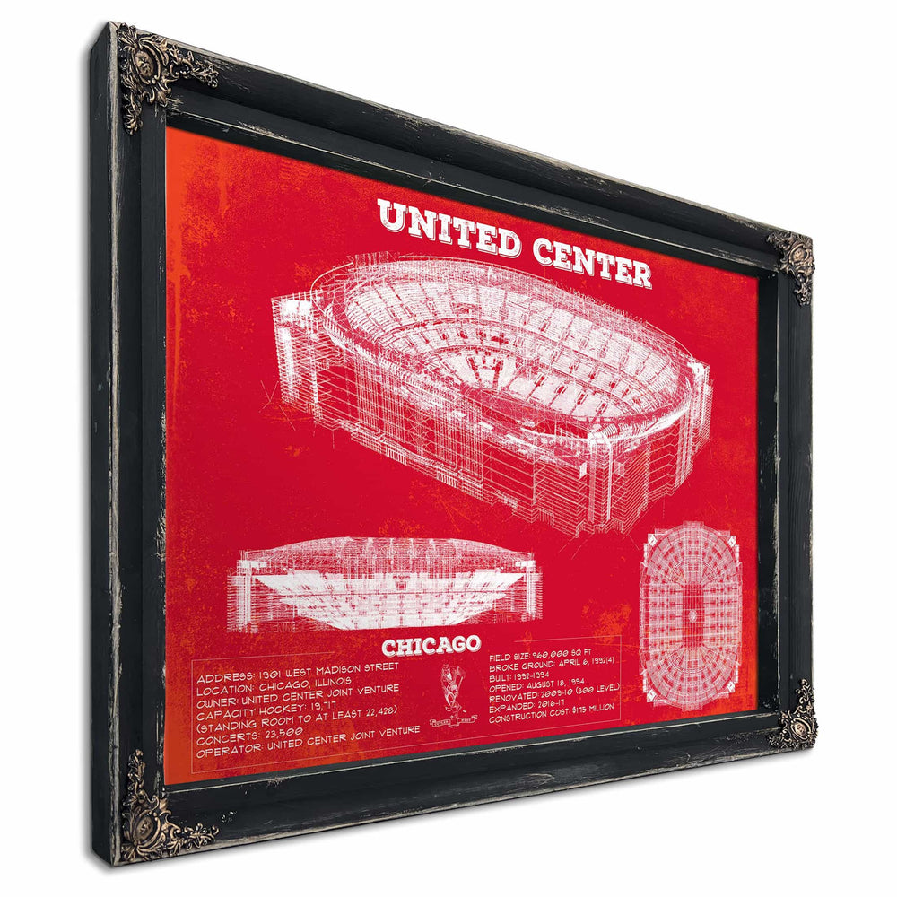 United Center - Chicago Bulls Team Colors Vintage NBA Print