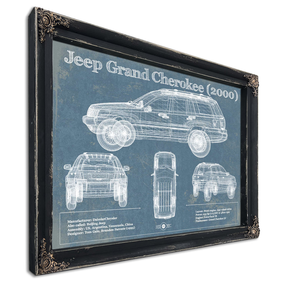 Jeep Grand Cherokee 2000 Vintage Blueprint Auto Print