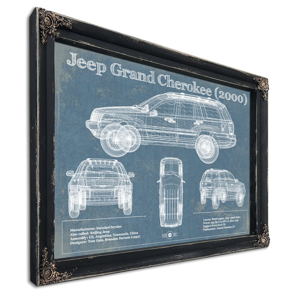 Jeep Grand Cherokee 2000 Vintage Blueprint Auto Print