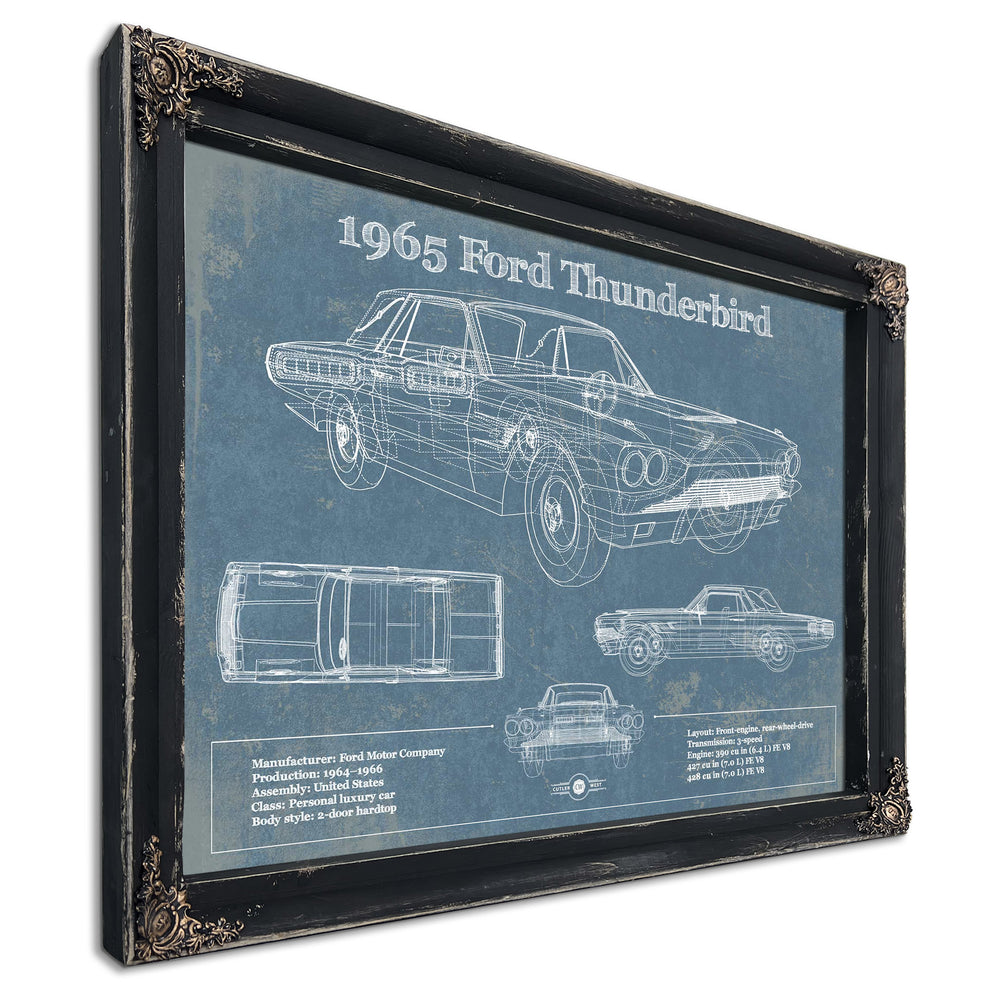 1965 Ford Thunderbird Blueprint Vintage Auto Print