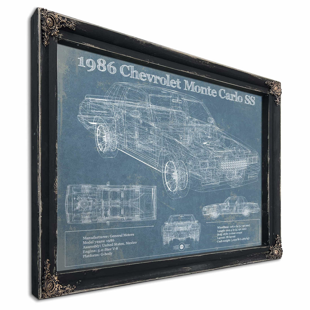 1986 Chevrolet Monte Carlo SS Blueprint Vintage Auto Patent Print