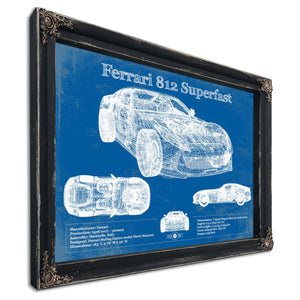 Ferrari 812 Superfast Blueprint Vintage Auto Print
