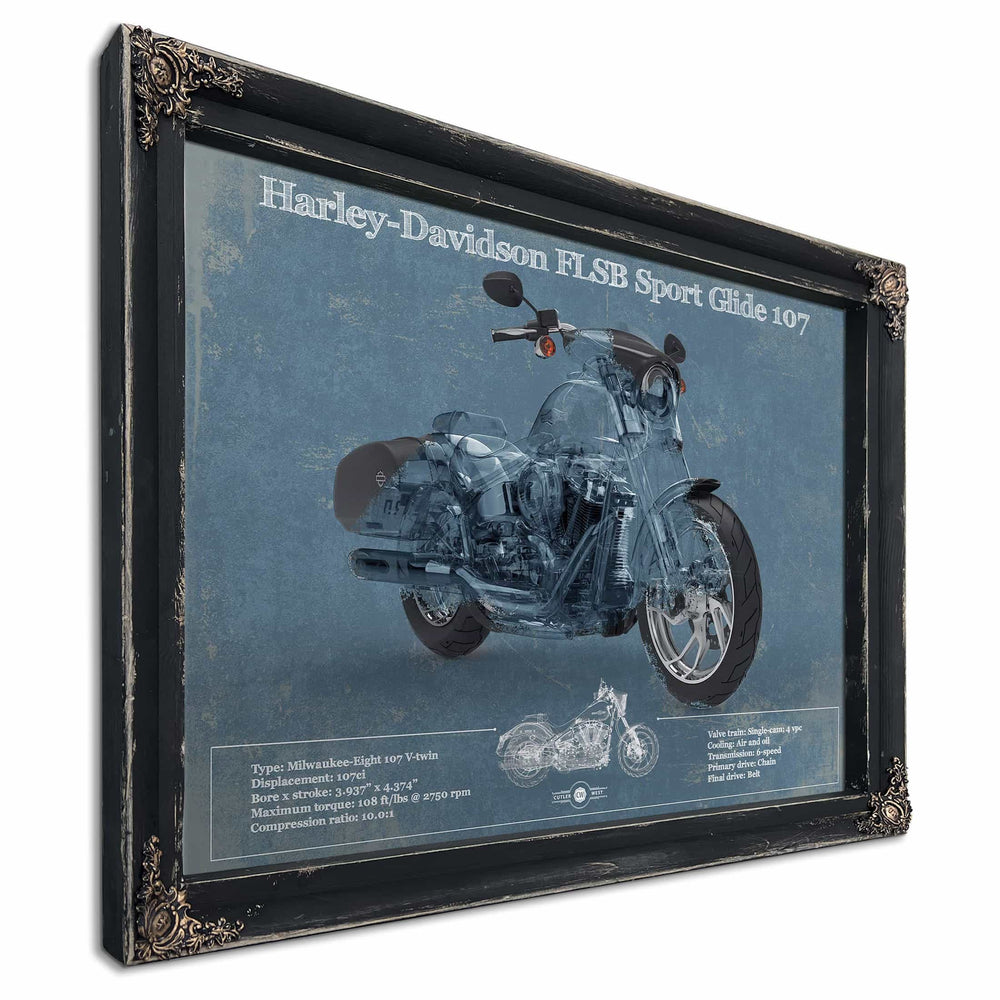 Harley-Davidson FLSB Sport Glide Blueprint Motorcycle Patent Print