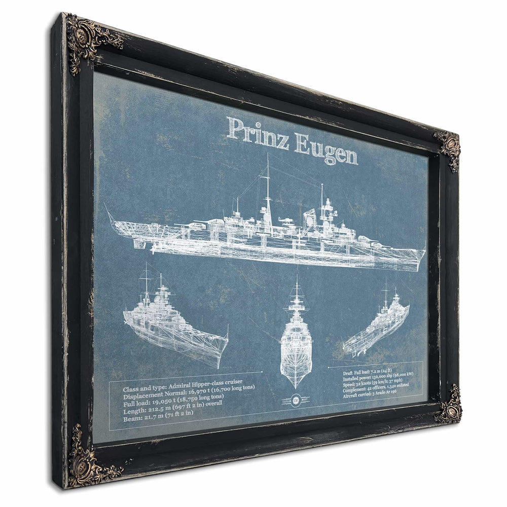 German Cruiser Prinz Eugen Blueprint Original Wall Art