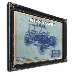 Jeep Wrangler Vintage Blueprint Auto Print