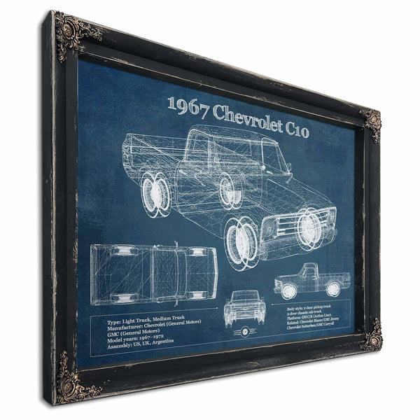 1967 Chevy C10 Shortbed Vintage Blueprint Truck Print