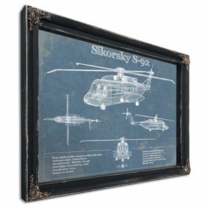Sikorsky S-92 Helicopter Vintage Aviation Blueprint Military Print