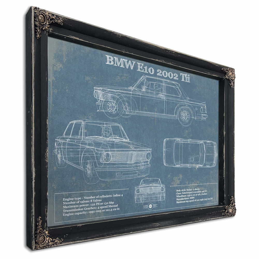 BMW E10 2002 Tii Blueprint Vintage Auto Print