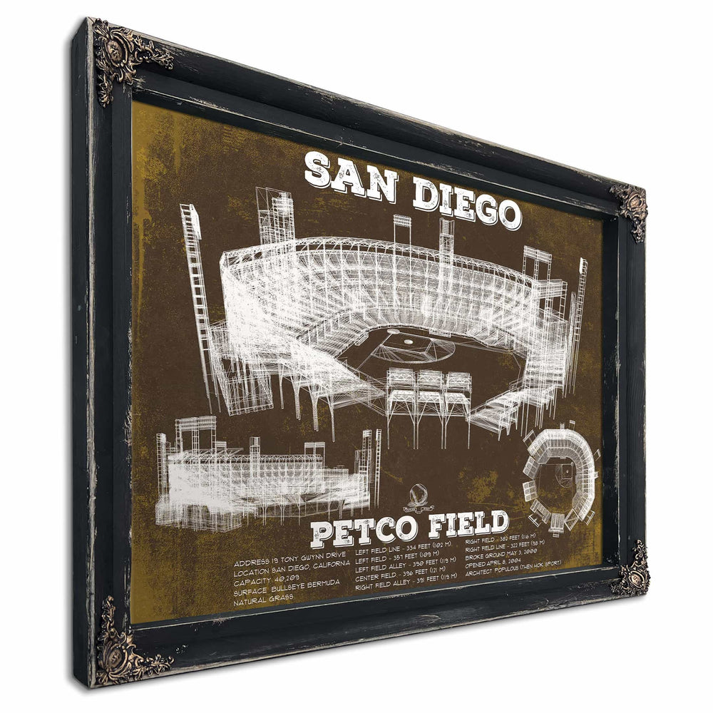 San Diego Padres Petco Park Vintage Stadium Team Color Baseball Print