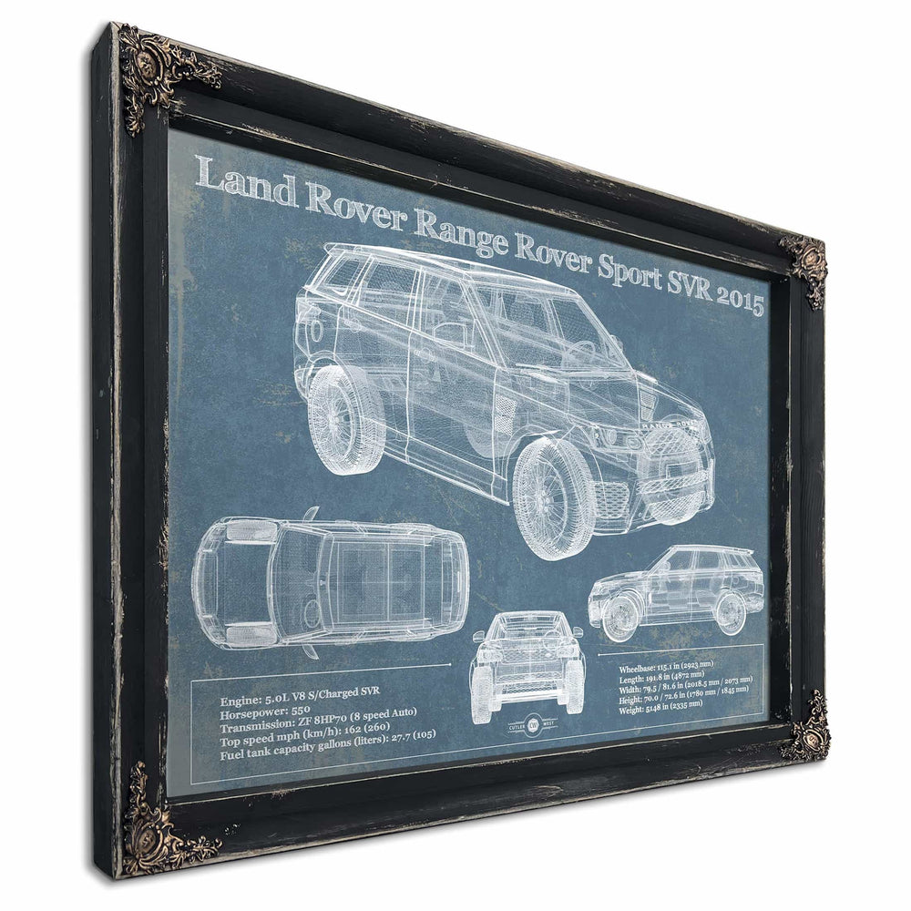 Land Rover Range Rover Sport SVR 2015 Vintage Blueprint Auto Print