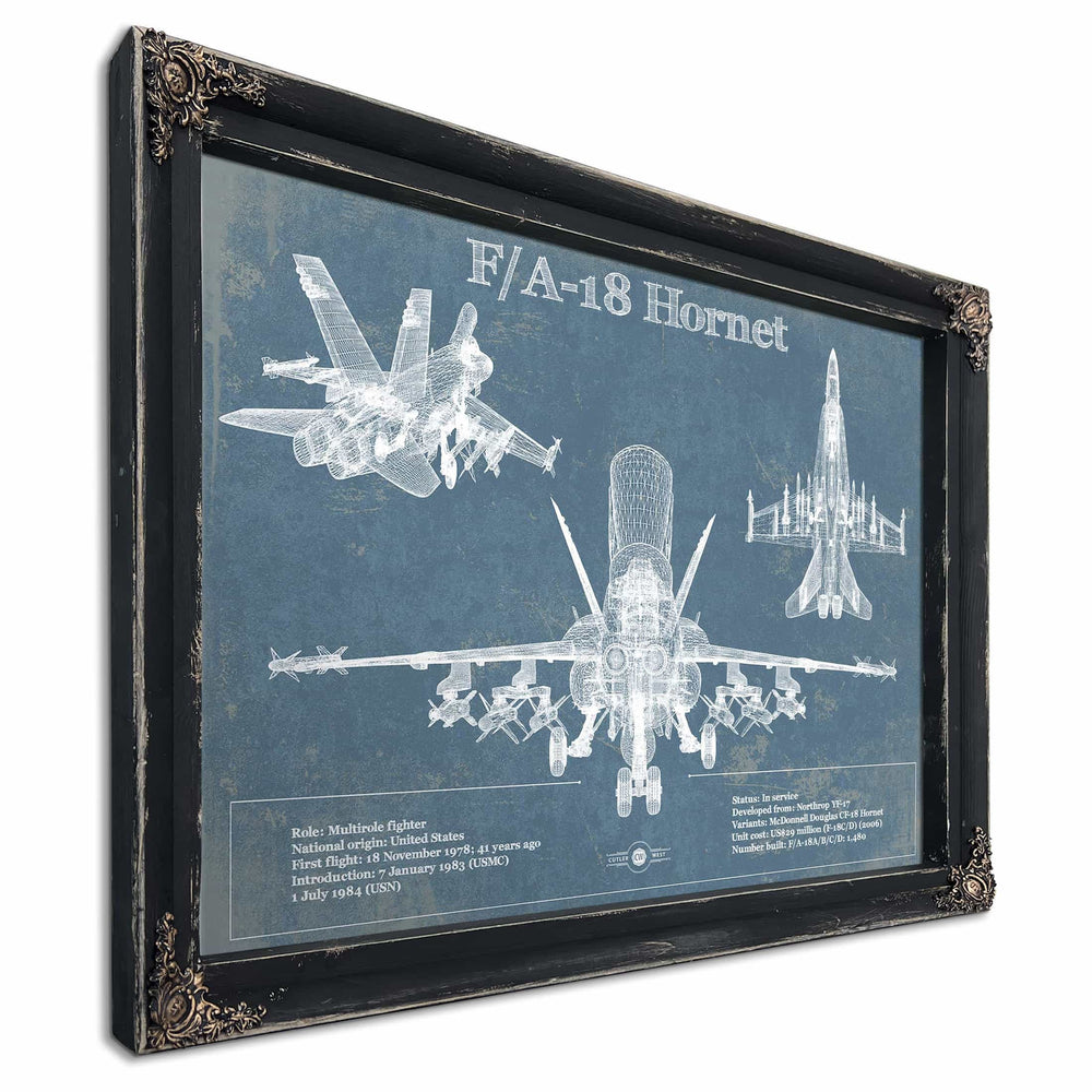 F/A-18 Hornet Blueprint Original Military Wall Art