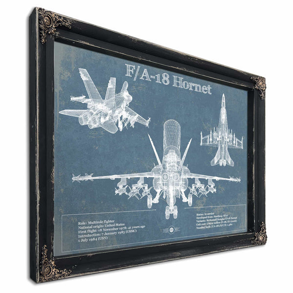 F/A-18 Hornet Blueprint Original Military Wall Art