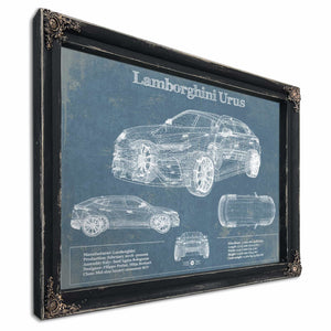 Lamborghini Urus 2019 Vintage Blueprint Auto Print