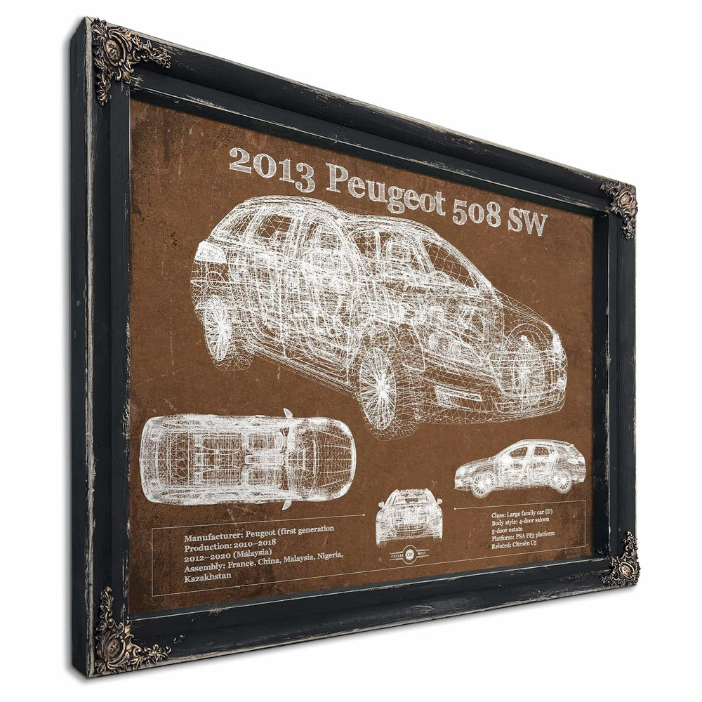 2013 Peugeot 508 SW Blueprint Vintage Auto Print