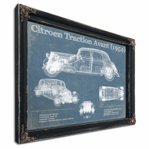 Citroen Traction Avant (1954) Vintage Blueprint Auto Print