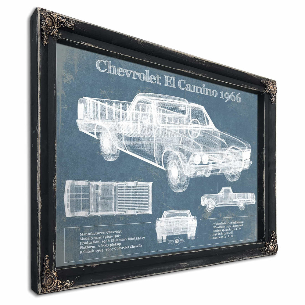 Chevrolet El Camino 1966 Vintage Blueprint Auto Print