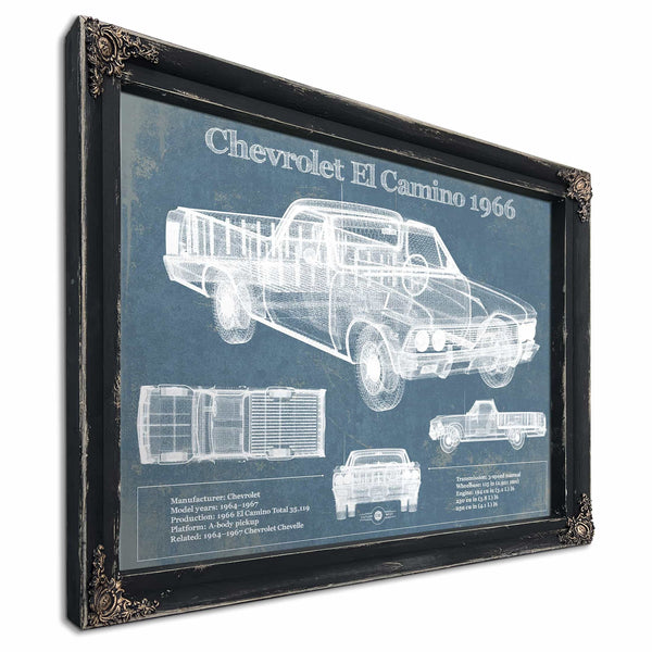 Chevrolet El Camino 1966 Vintage Blueprint Auto Print