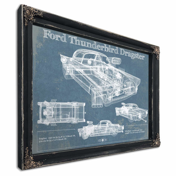 Ford Thunderbird Dragster Blueprint Vintage Auto Print