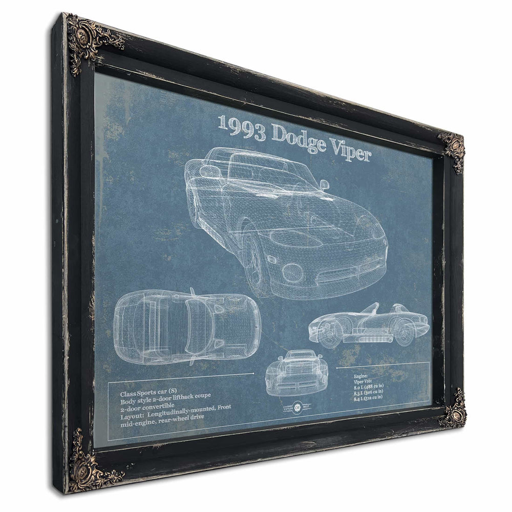 1993 Dodge Viper Vintage Blueprint Auto Print