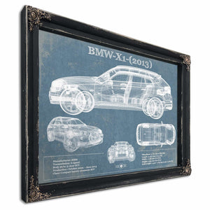 BMW X1 (2013) Vintage Blueprint Auto Print