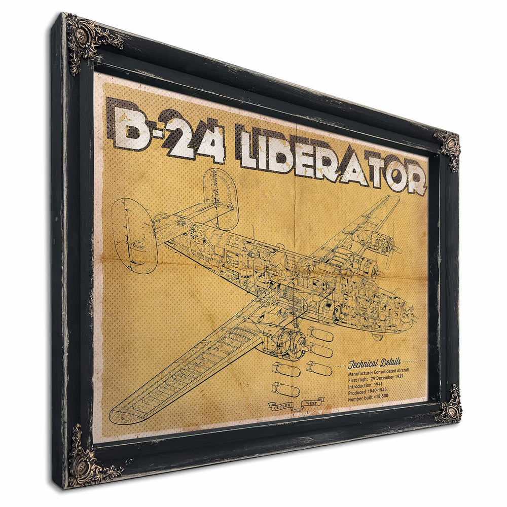 Vintage B-24 Liberator Bomber Military Print
