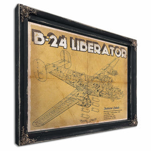 Vintage B-24 Liberator Bomber Military Print