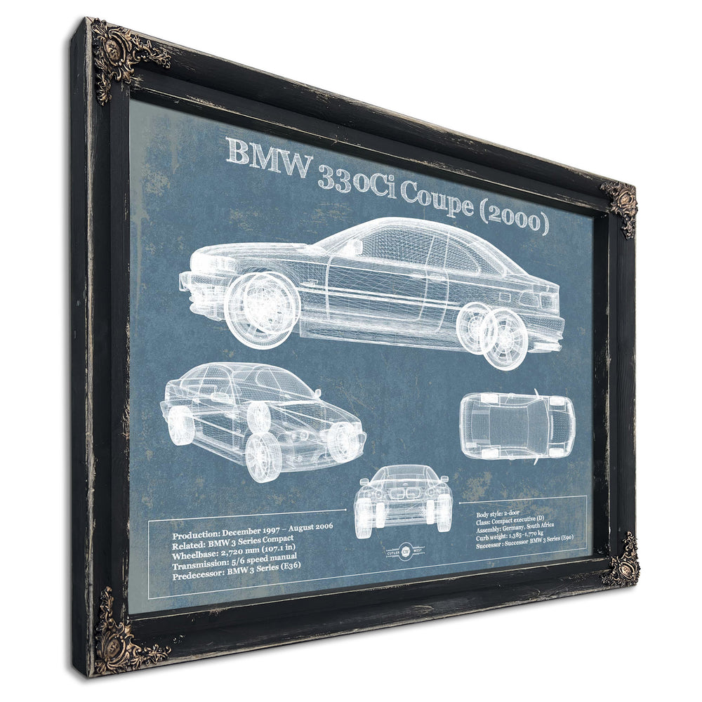 BMW 330Ci Coupe 2000 Blueprint Vintage Auto Print