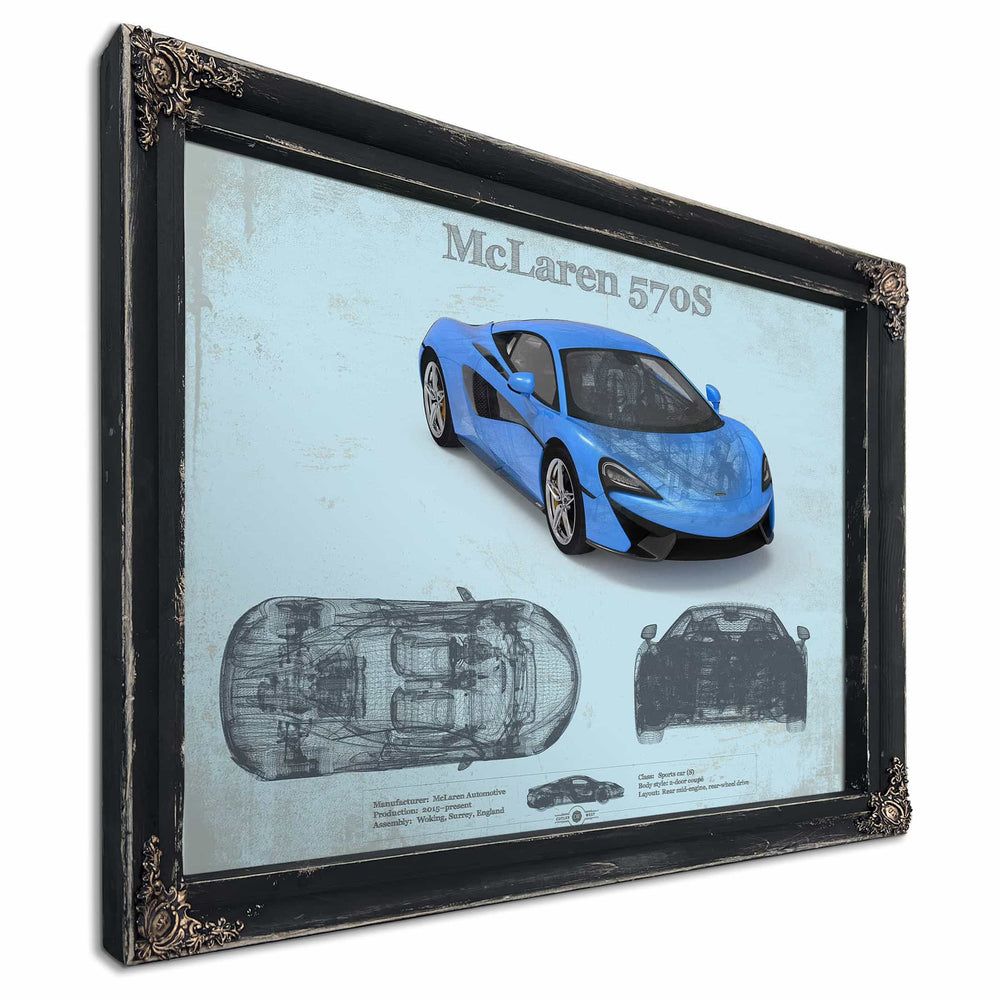 McLaren 570S Blueprint Vintage Auto Print
