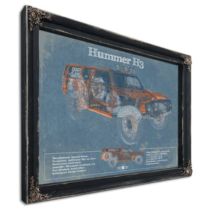 Hummer H3 Vintage Blueprint Auto Print