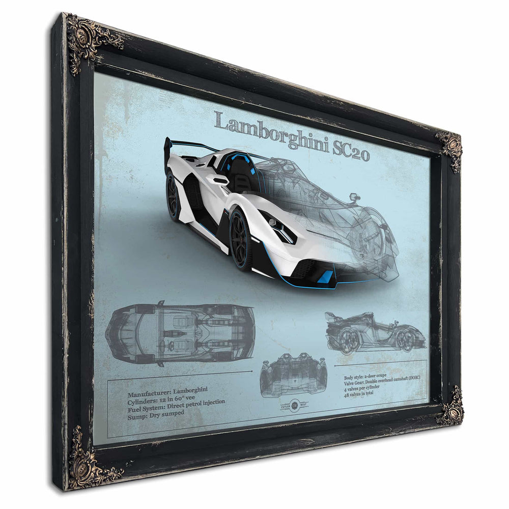 Lamborghini Sc20 Blueprint Vintage Auto Print