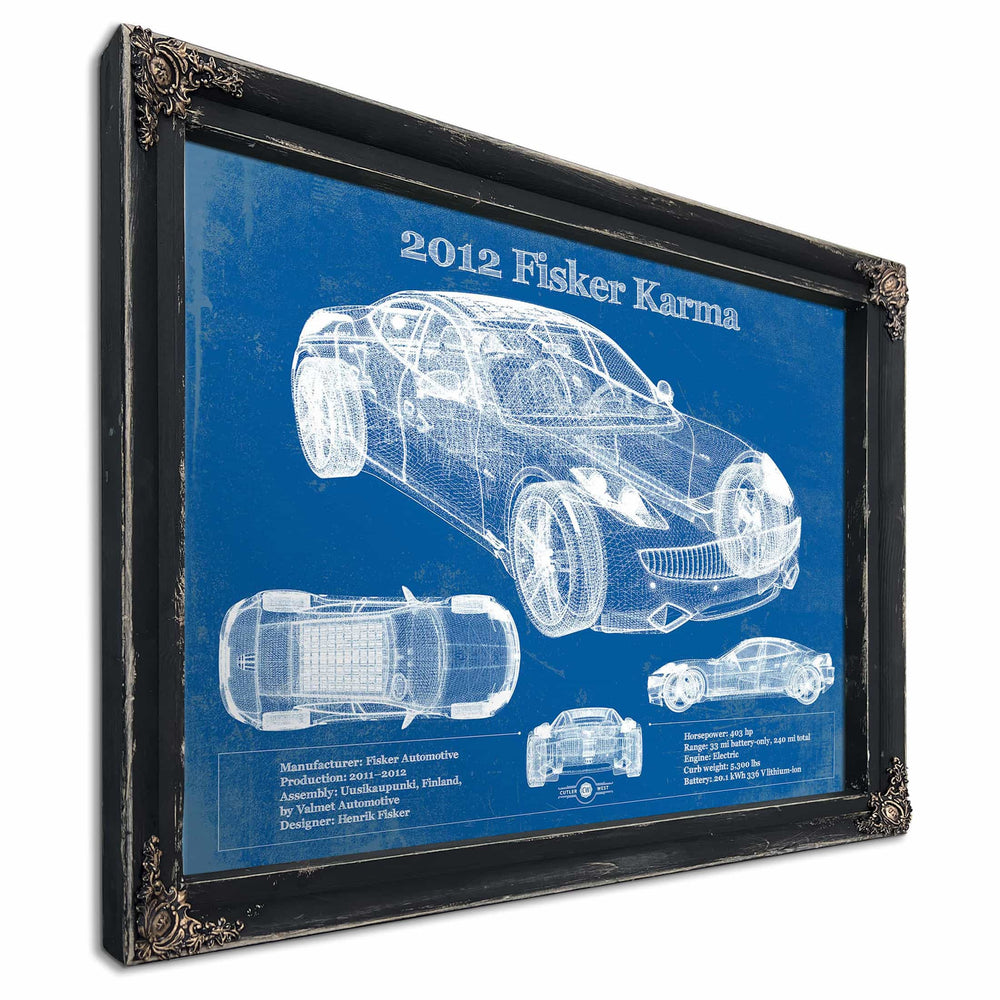 2012 Fisker Karma Blueprint Vintage Auto Print