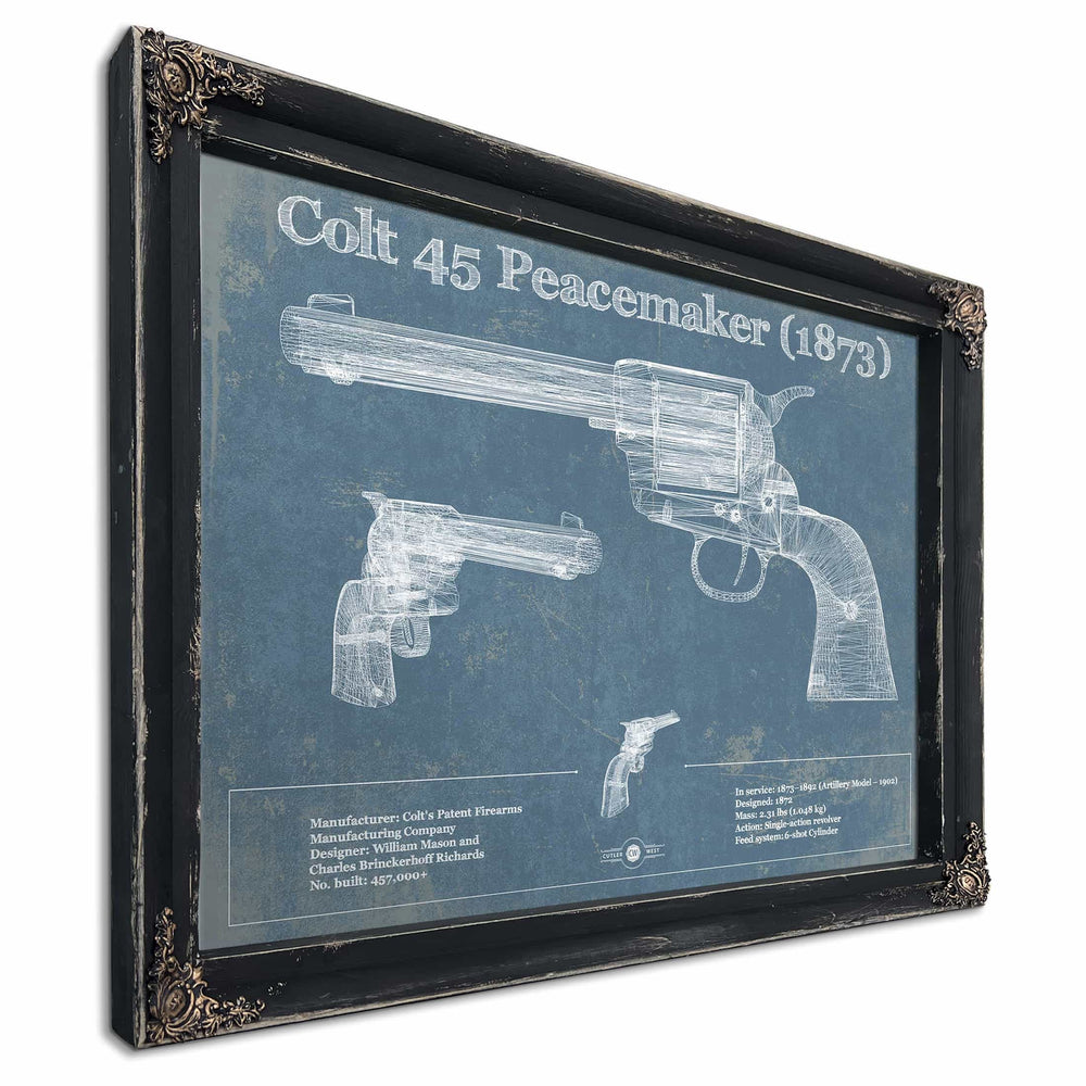 Colt 45 Peacemaker 1873 Blueprint Vintage Gun Print
