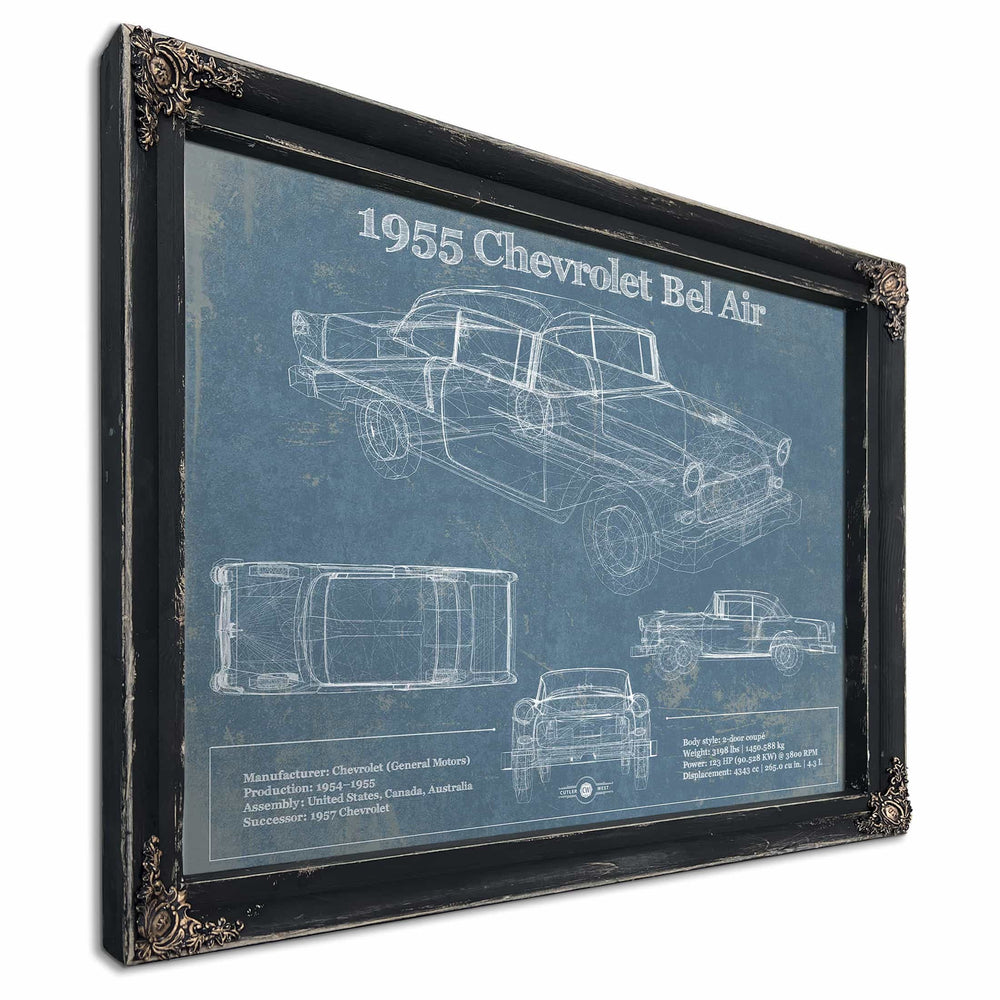 1955 Chevrolet Bel Air Blueprint Vintage Auto Print
