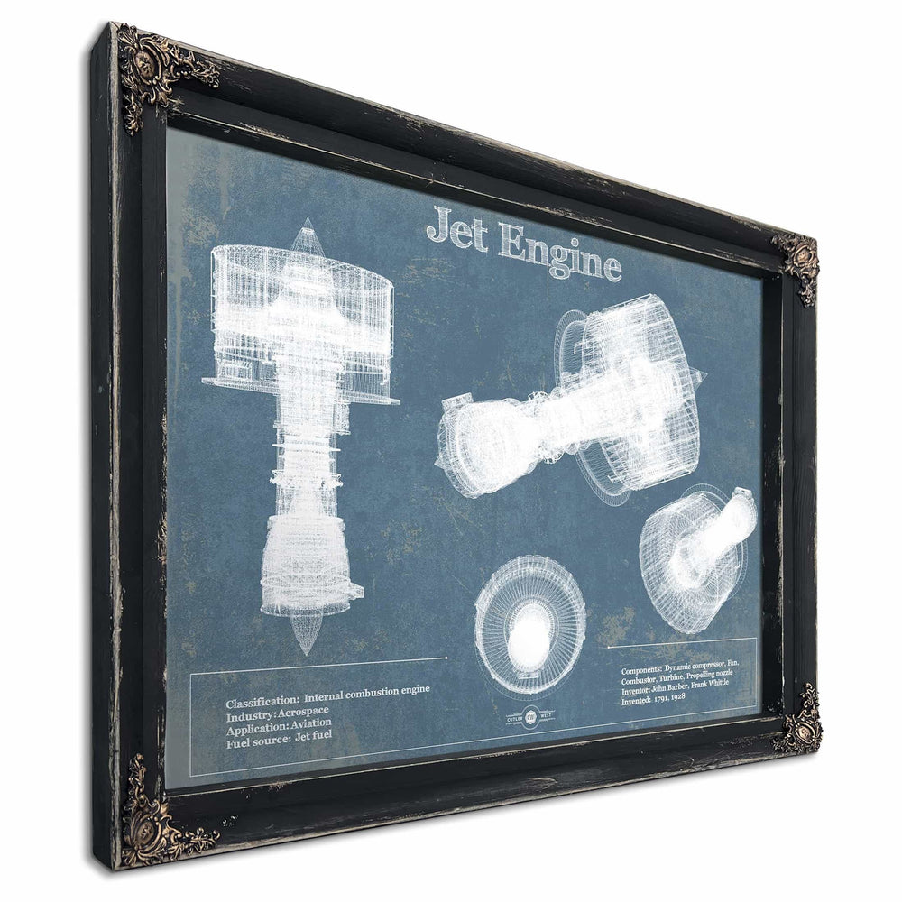 Jet Engine Vintage Original Blueprint Print